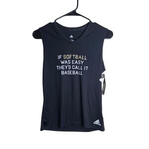 ADIDAS Funny SOFTBALL TANK Top Quick Dry Athletic Clima-Lite V-Neck Women's XS